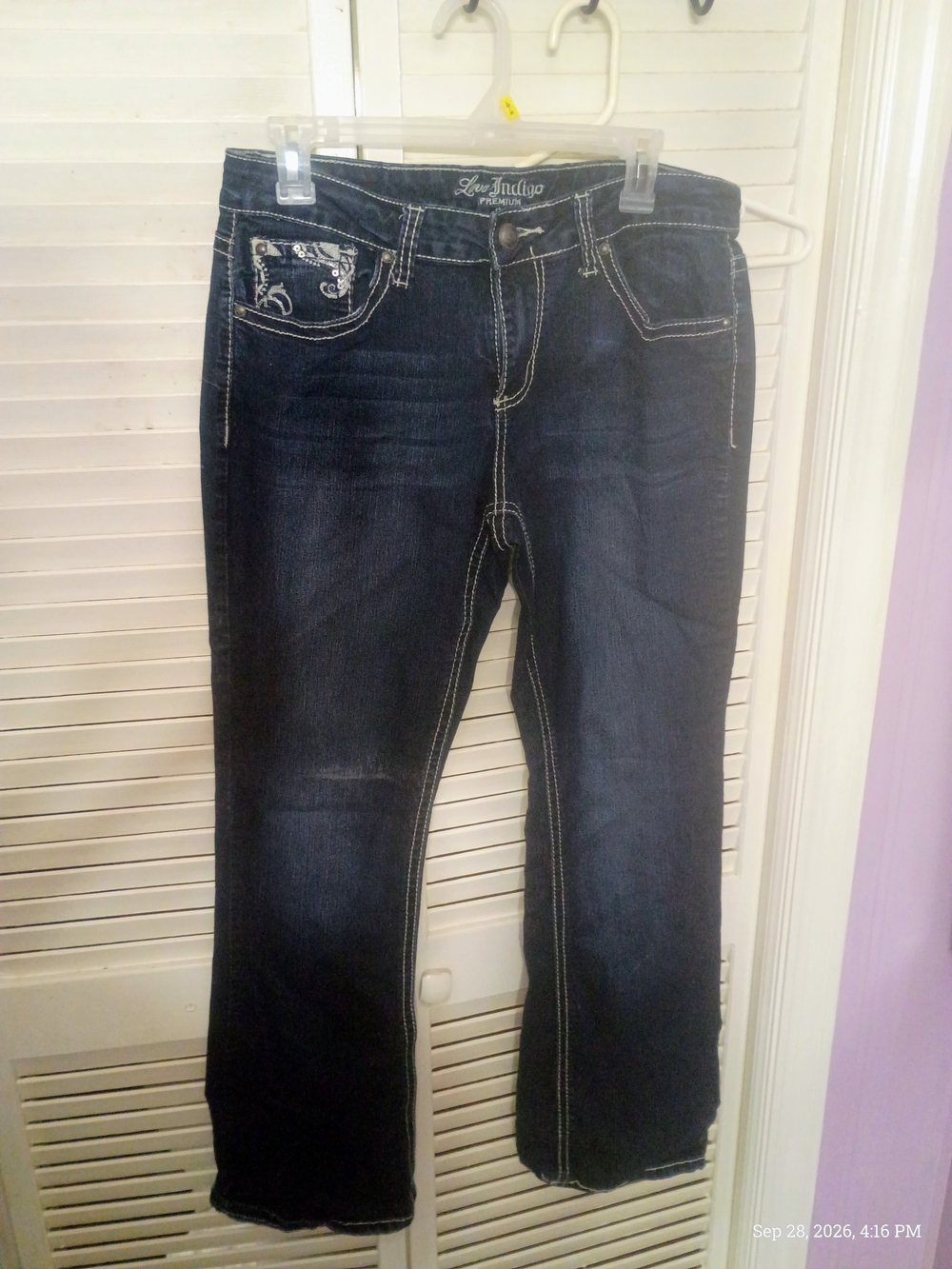 Love Indigo Dark Wash Women’s Jeans with Contrast Stitching